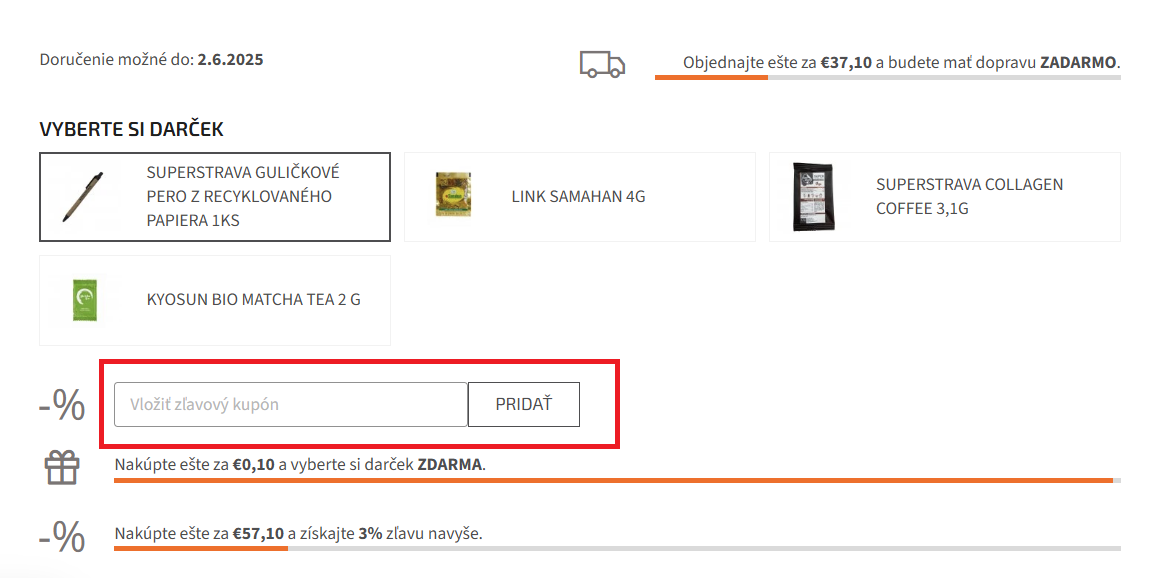 Superstrava.sk nákupný košík