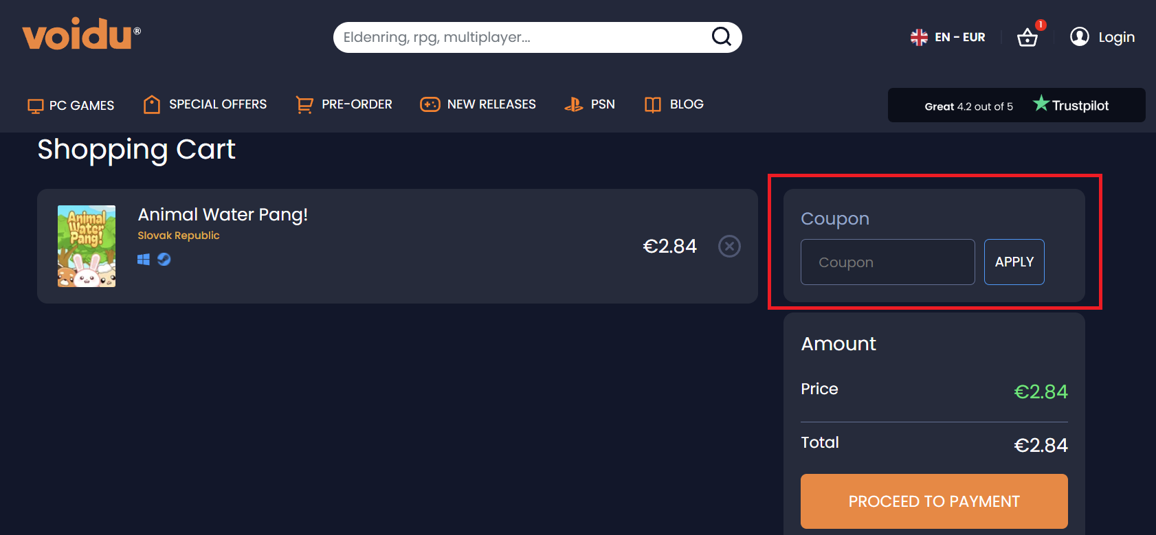 Voidu nákupný košík