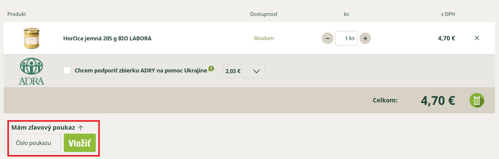 Countrylife nákupný košík