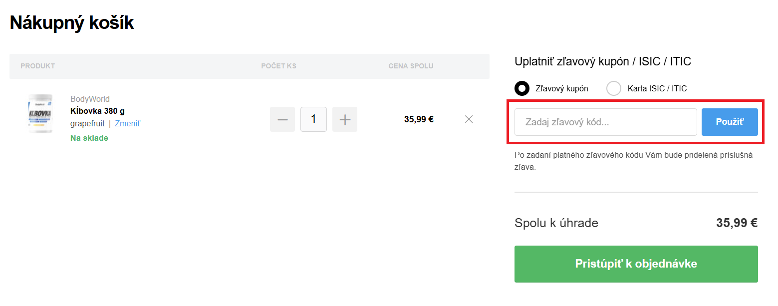 BodyWorld.eu nákupný košík