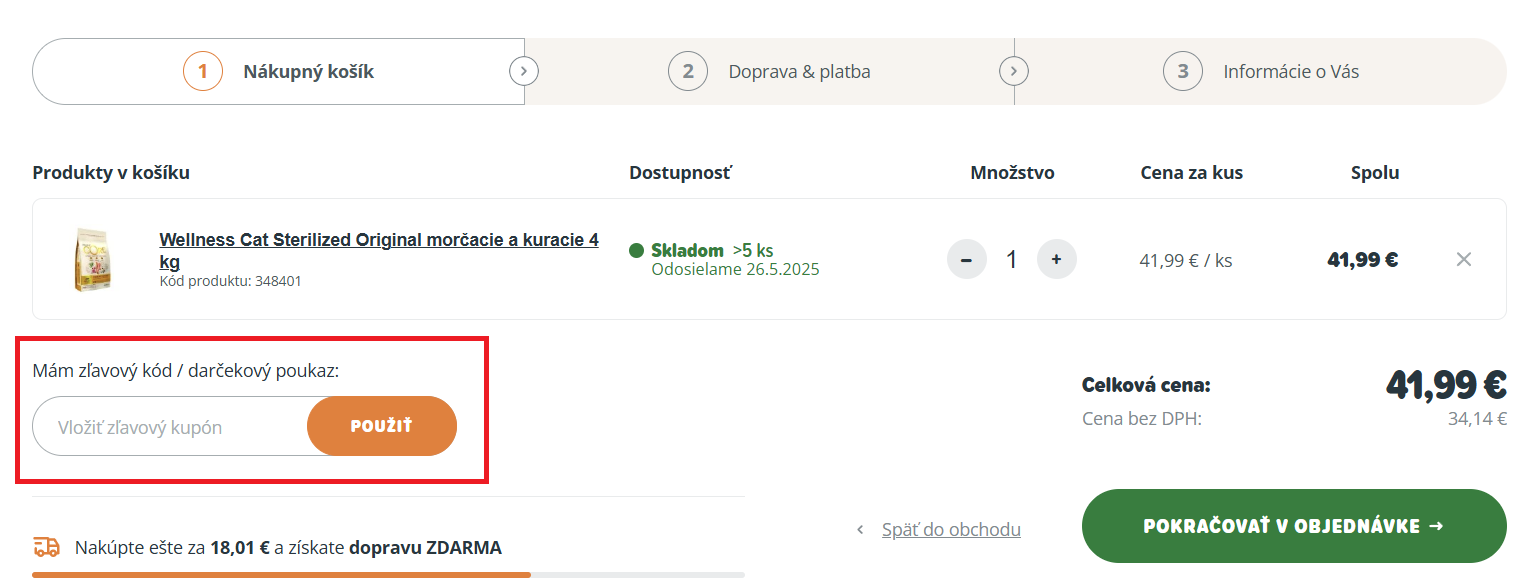 PetCenter nákupný košík