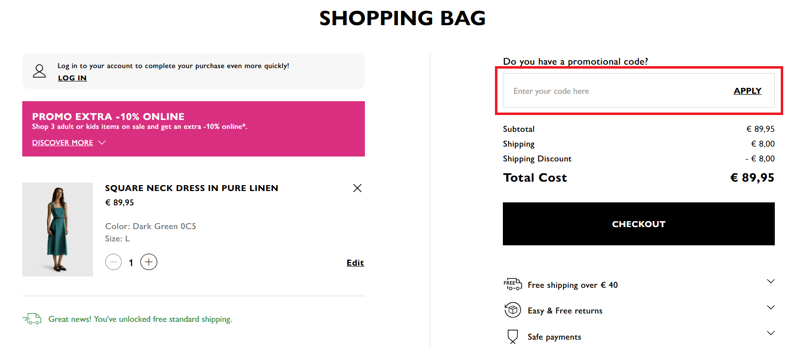 Benetton nákupný košík