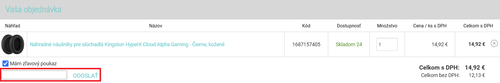 Slúchadlá-náušníky nákupný košík