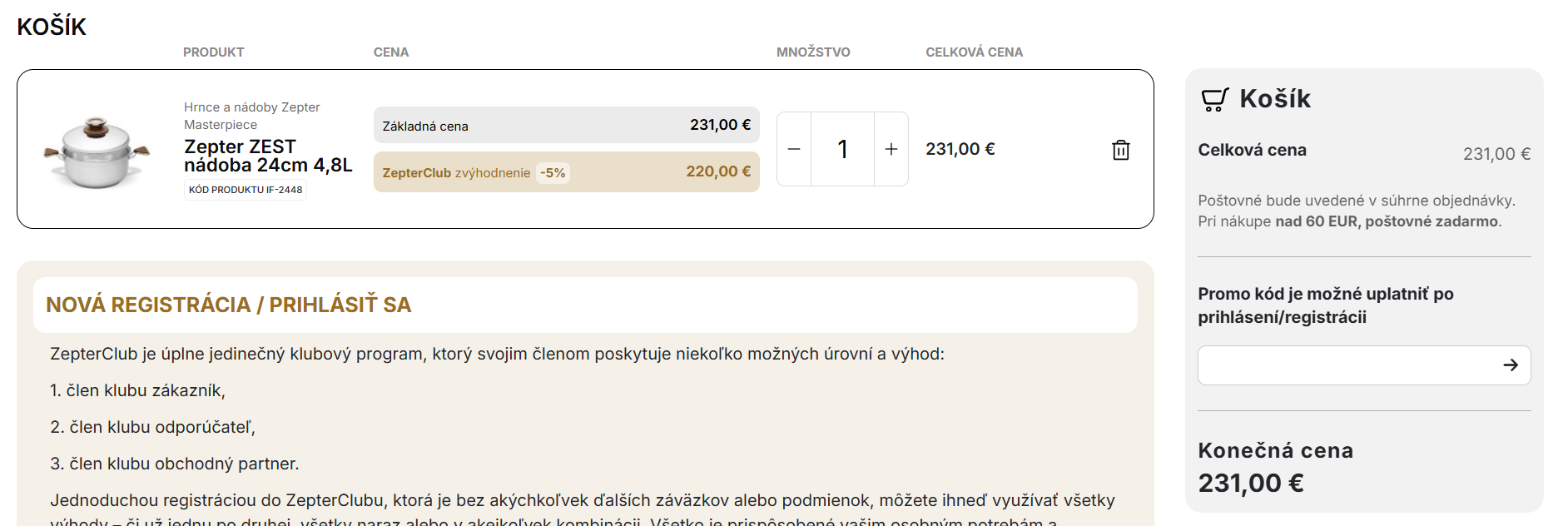 Zepter nákupný košík