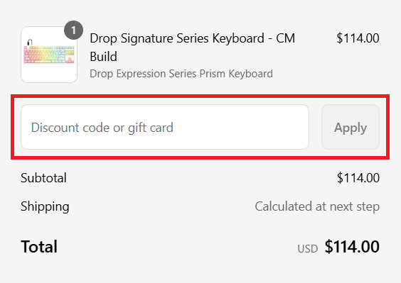 Drop.com nákupný košík